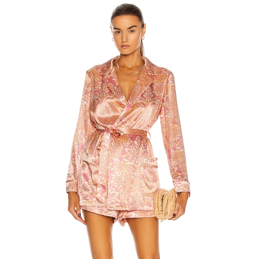 Alexis Pink and Gold Satin Robe
